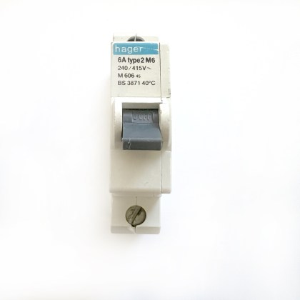 Hager M606 45 M6 6A 6 Amp MCB Circuit Breaker Type 2